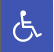 Blue square with wheelchair icon in middle